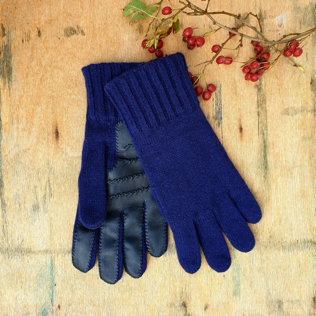 Gala Gloves vyriškos ėriuko odos ir kašmyro vilnos pirštinės NAVY/NAVY