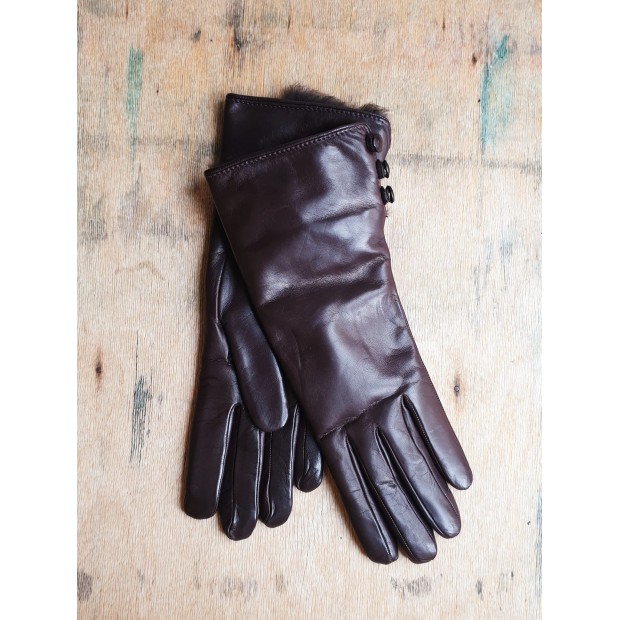 Gala Gloves ėriuko odos pirštinės su kailiu rudos