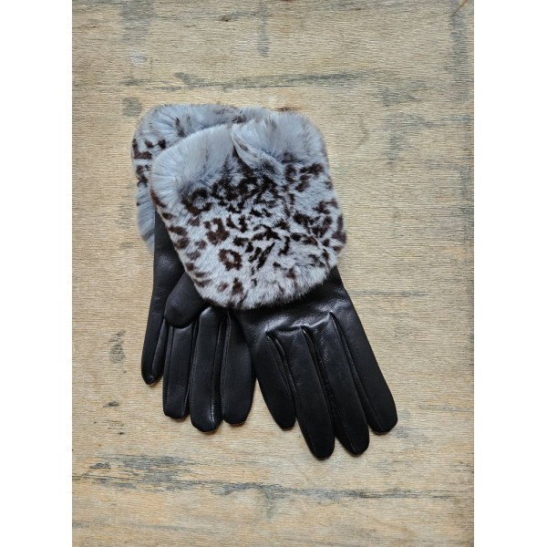 Gala Gloves ėriuko odos pirštinės su kailiu juodos